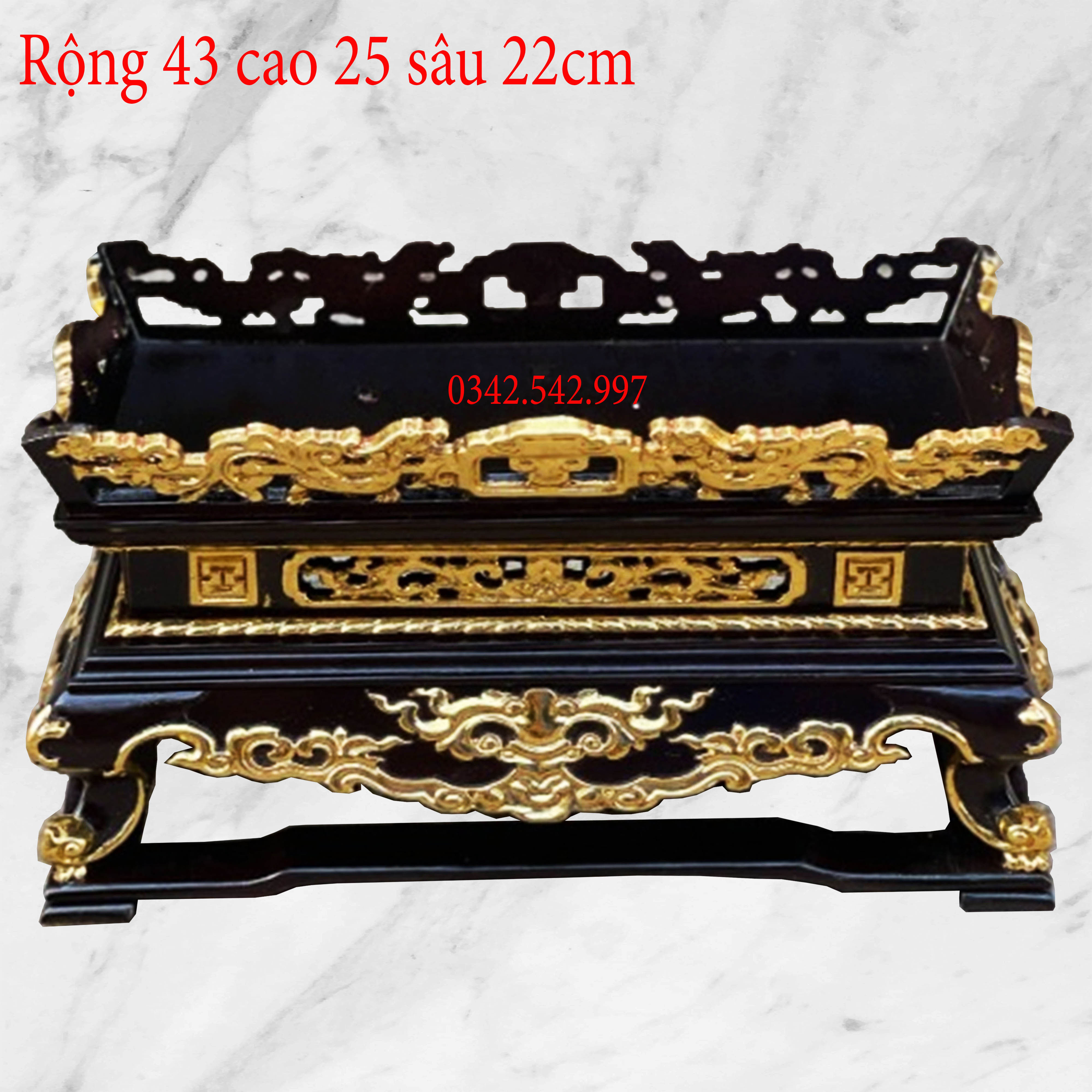 Mâm tế thờ gỗ hương rát vàng,mâm bịch gỗ hương dài 43x22 cao 25cm