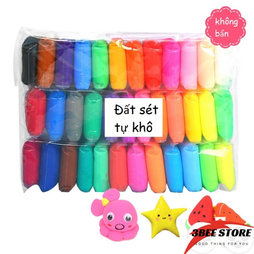 Đất nặn, đất sét tự khô thành xốp nhiều màu, Softclay đồ chơi an toàn cho bé 3beehome SU021