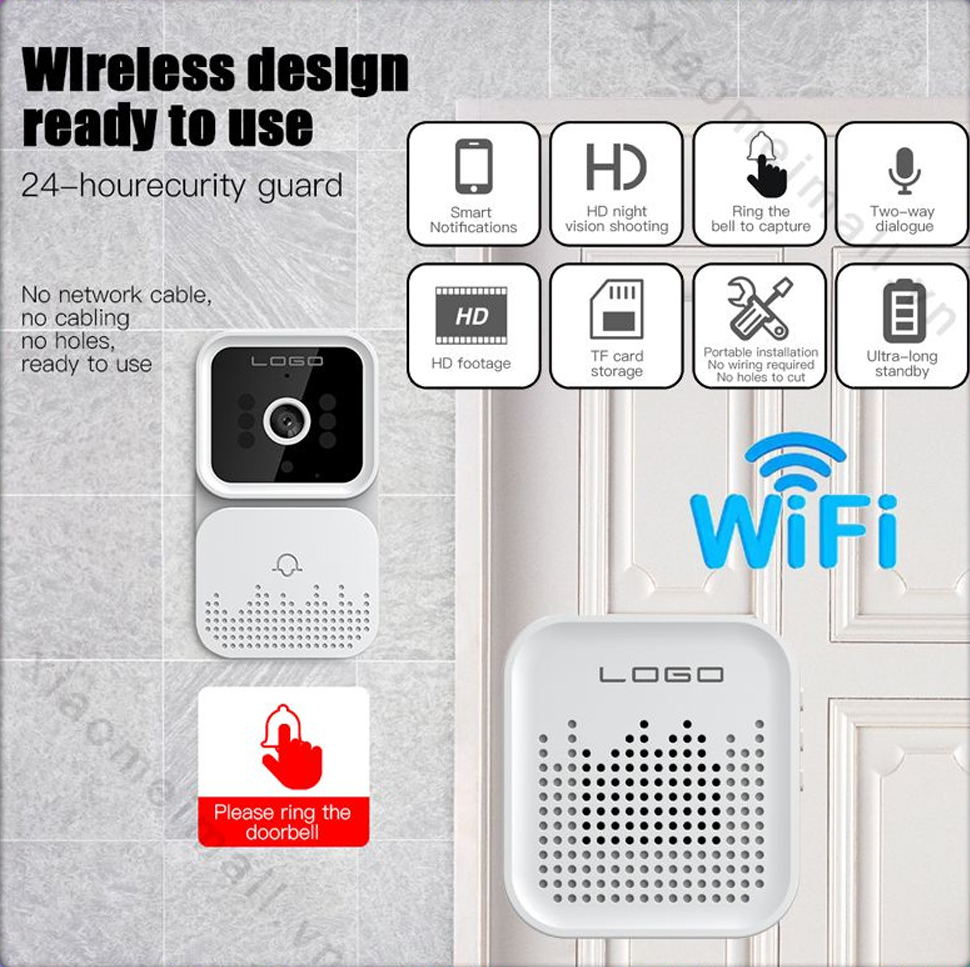 Camera quan sát cửa chuông cửa wifi, chuông cửa không dây có camera m6 hỗ trợ ứng dụng di động & lưu trữ đám mây & thoại hai chiều- chuông cửa liên lạc nội bộ video thông minh