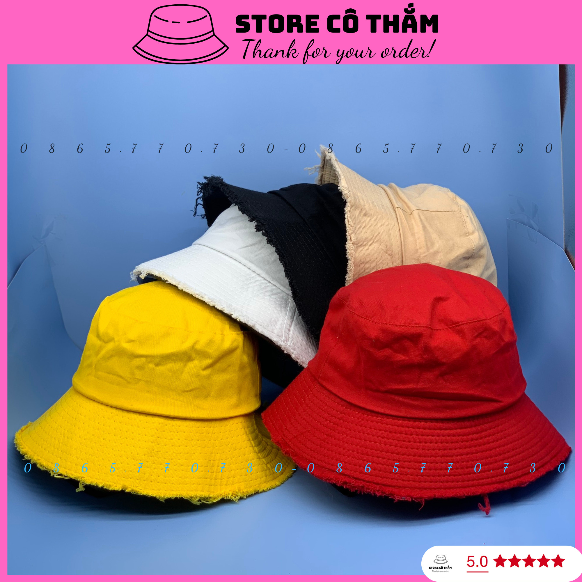 Nón Vành Rách Tua Thời Trang, Mũ bucket trơn cá tính nam nữ