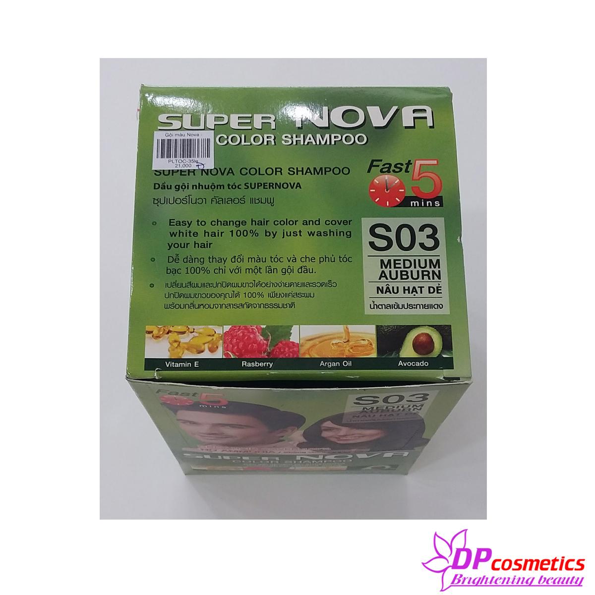 [HCM]Hộp 12 gói dầu gội nhuộm màu tóc Super Nova  Nâu hạt dẻ (S03)