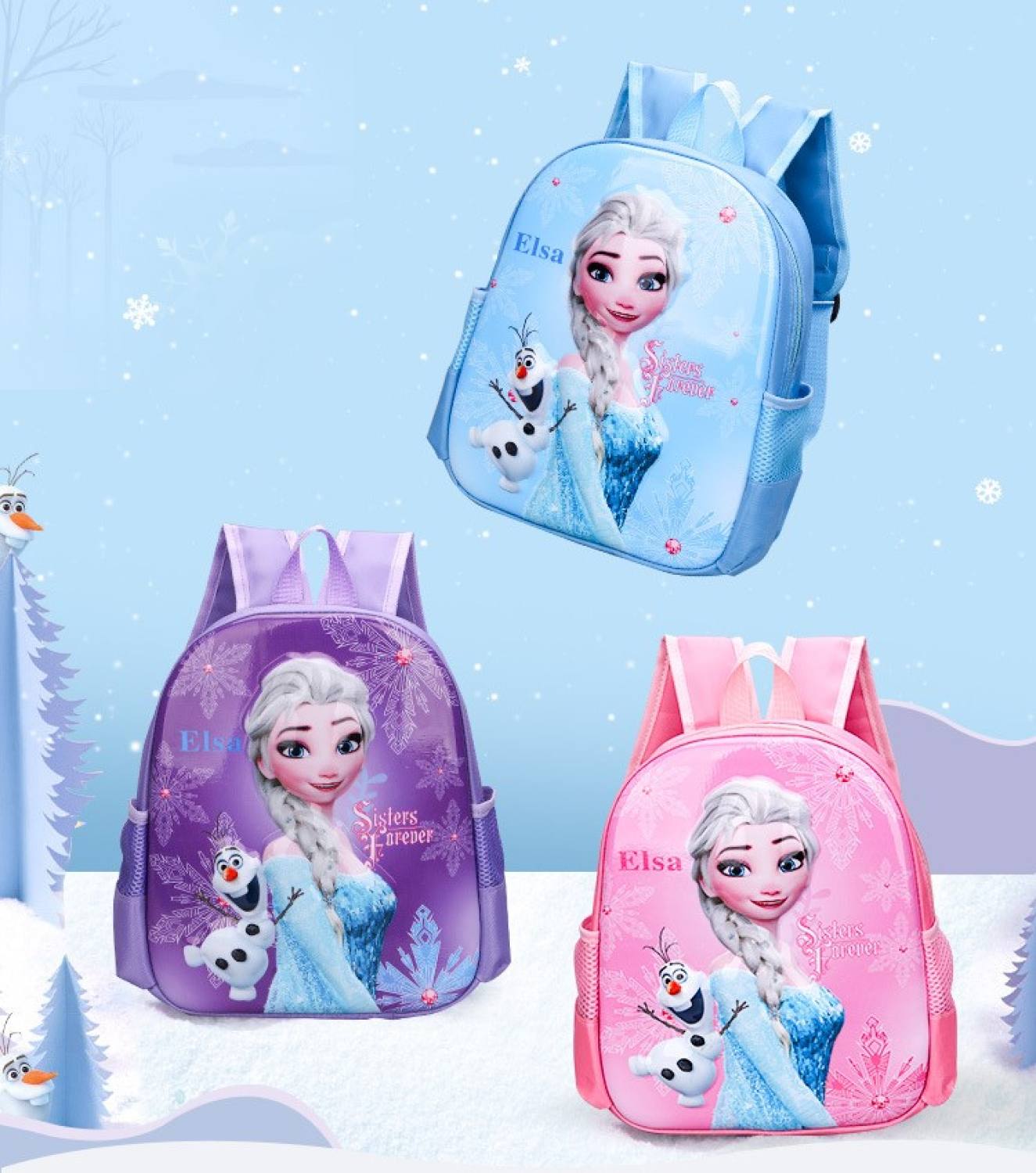 Balo Hoạt Hình Frozen Elsa cho bé - Balo Mẫu Giáo cho bé gái đi học đủ màu