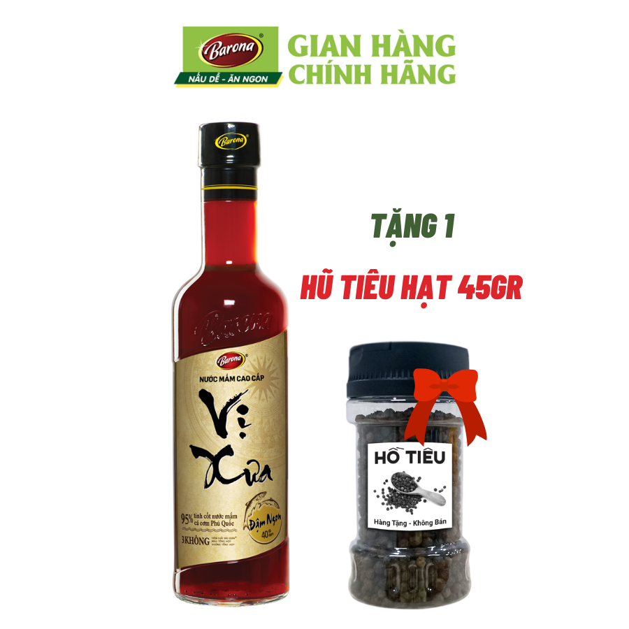 Mua 1 chai Nước mắm Cao Cấp Vị Xưa Barona 40 độ đạm 500ml [Tặng tiêu hạt]