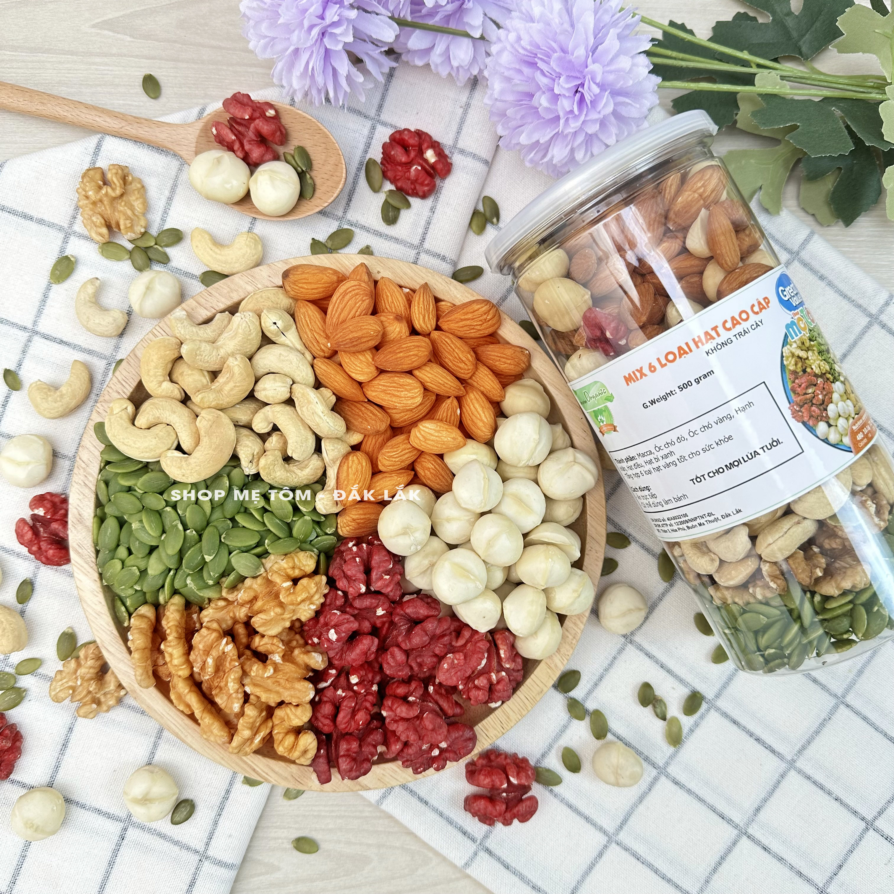 500GRAM HẠT MIX CÁC LOẠI HẠT CAO CẤP SẤY NGUYÊN VỊ (KHÔNG CÓ TRÁI CÂY SẤY) MIX NUTS, HẠT MIX, MACCA, HẠNH NHÂN, HẠT ĐIỀU, ÓC CHÓ, HẠT BÍ, MẮC CA