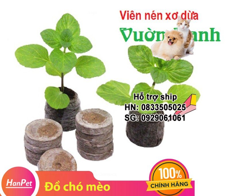 Hanpet - [20 Viên] Viên Nén Xơ Dừa Ươm Hạt Giống Tiện Lợi, Giúp Nảy Mầm Tốt, Tiện Dụng, Tiết Kiệm Thời Gian