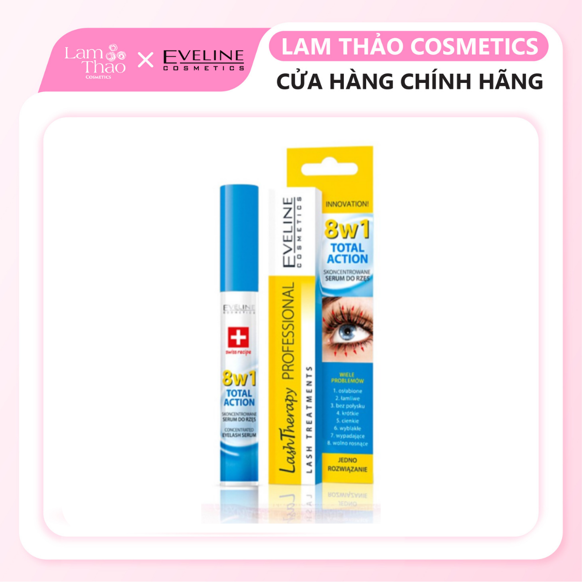Dưỡng Mi Eveline 8 in 1 Total Action Lash Therapy Professional 10ml