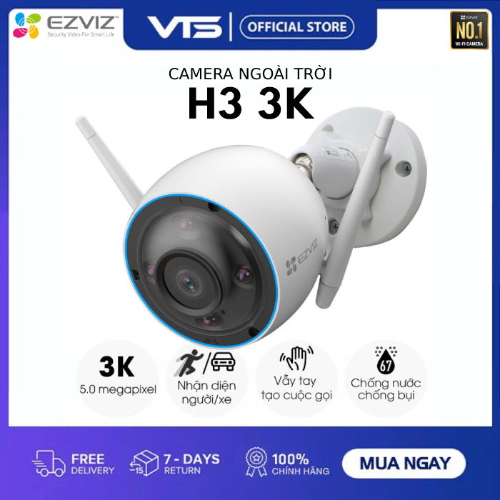 [FREESHIP] Camera IP WIFI EZVIZ H3 3K 5.0MP,  Full HD (Phiên Bản H3 3K Cao Cấp), Đàm Thoại 2 Chiều, 