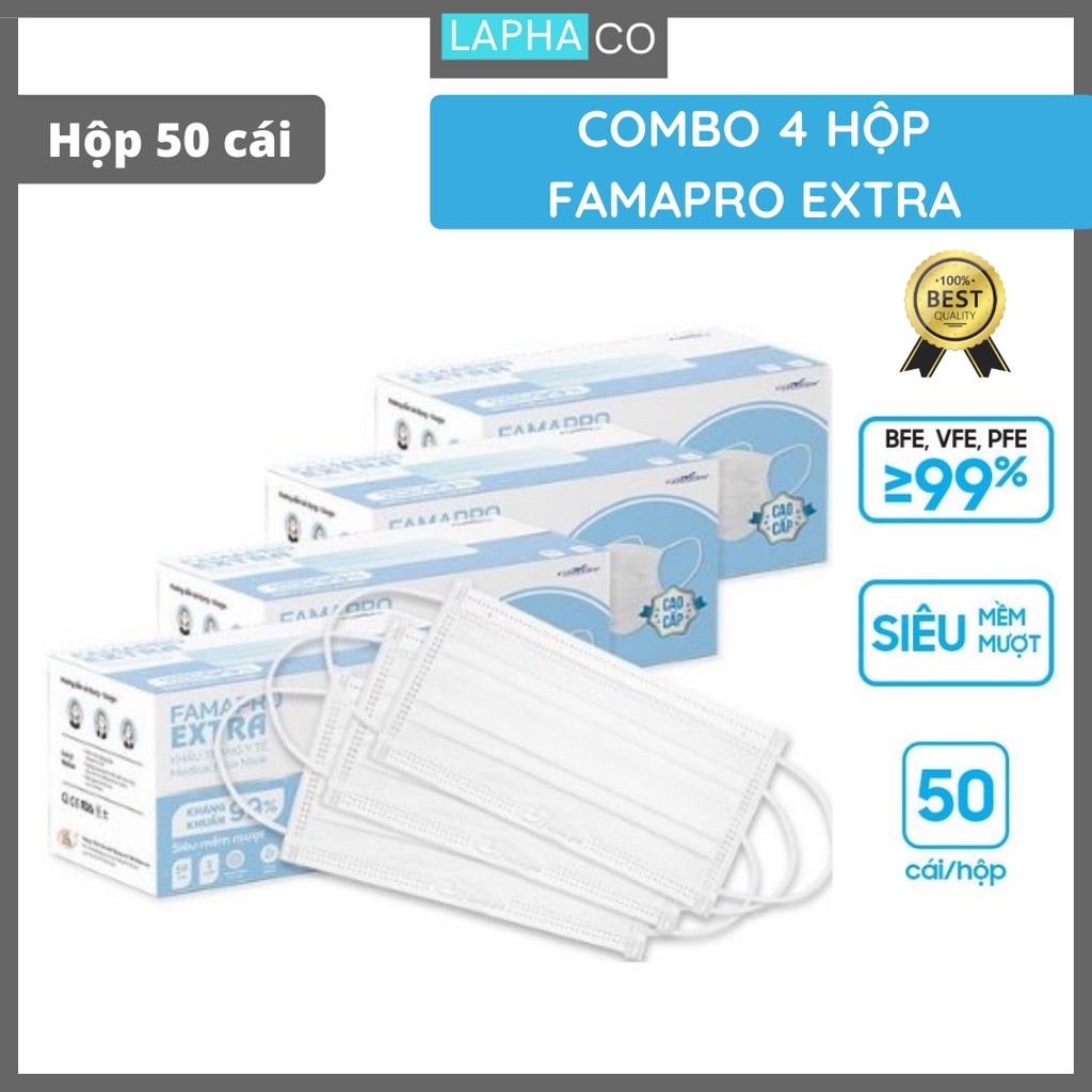 Khẩu trang y tế kháng khuẩn 4 lớp Famapro Extra