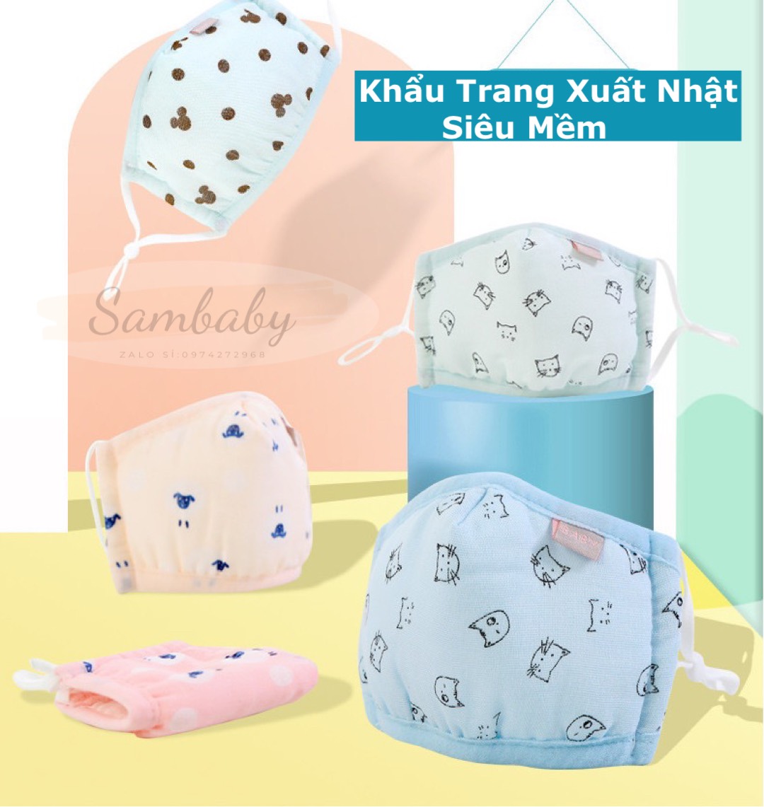 [HCM]Khẩu Trang Vải Xô Xuất Nhật 6 Lớp Trẻ Em Kháng KhuẩnChống Bụi Mịn Cho Bé Sơ Sinh Tới 2 Tuổi-Có Tăng Đơ