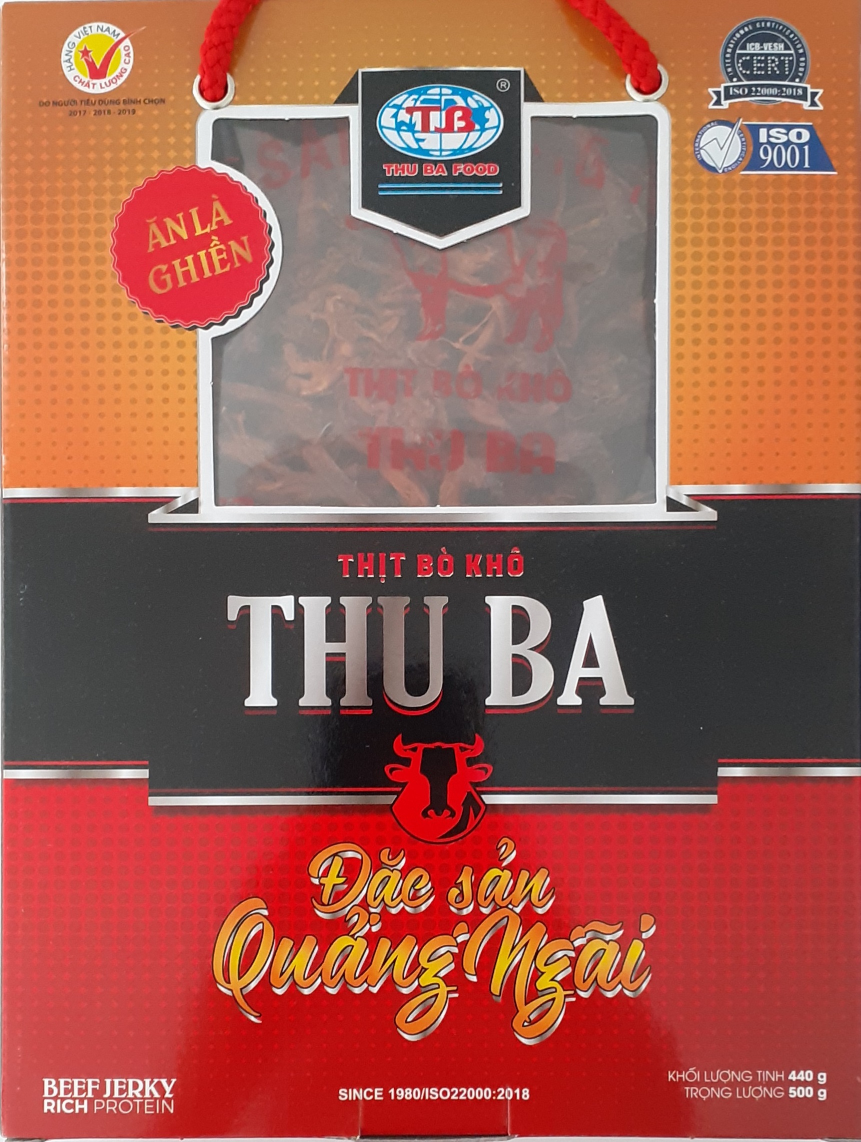 Khô bò cao cấp 500g dạng sợi đạt sản phẩm OCOP 4 sao hiệu Thu Ba xứ Quảng