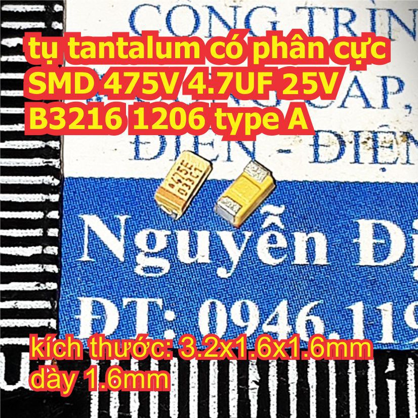 20 con tụ tantalum có phân cực smd 475v 4.7uf 25v b3216 1206 type a kde8093