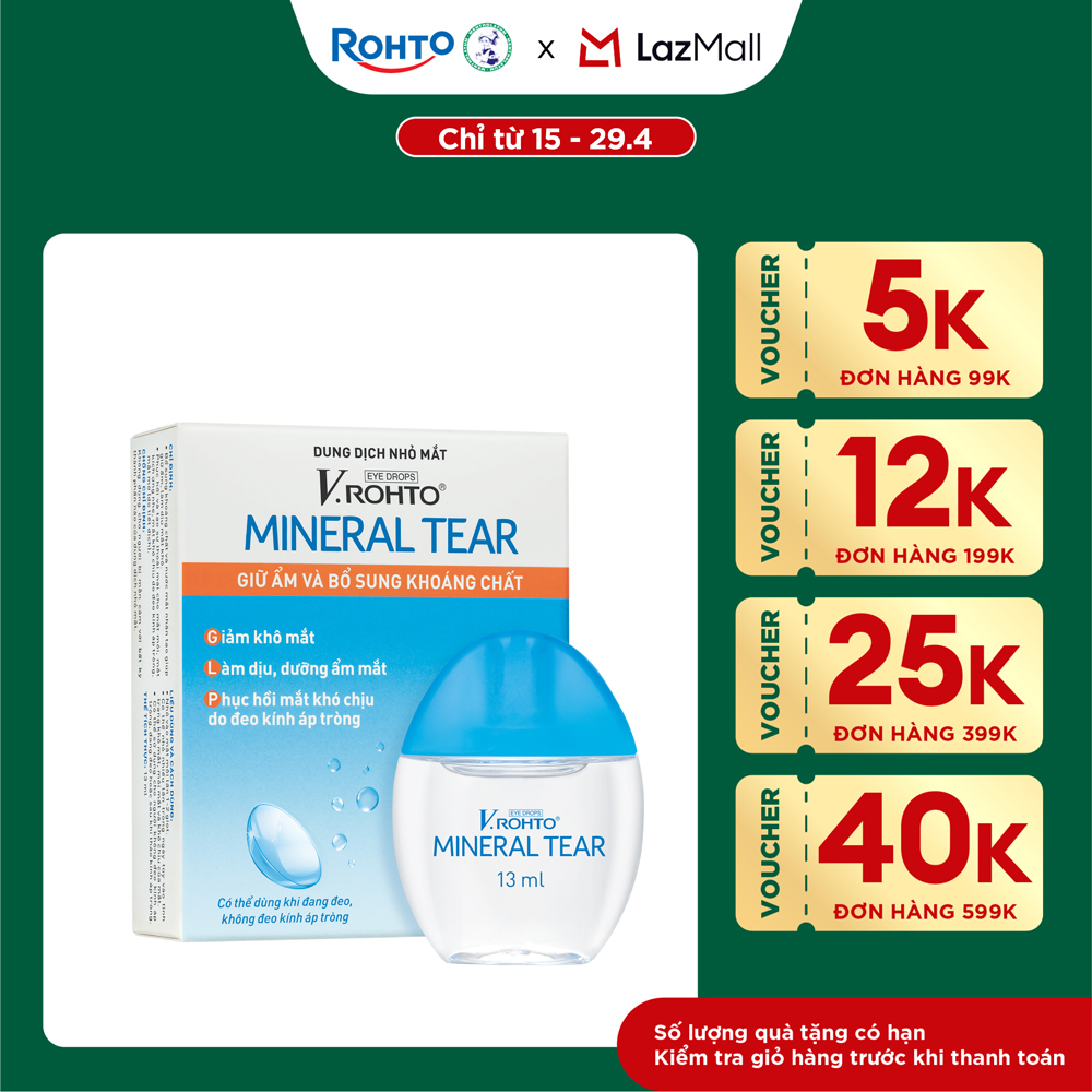 Nước nhỏ mắt giữ ẩm  bổ sung khoáng chất V.Rohto Mineral Tear 13ml