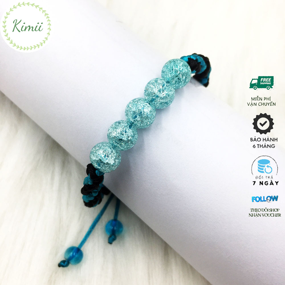 Vòng tay dây đỏ may mắn đính đá xanh kim sa đá mèo may mắn V130, Vòng tay phong thủy, Vòng tay handmade