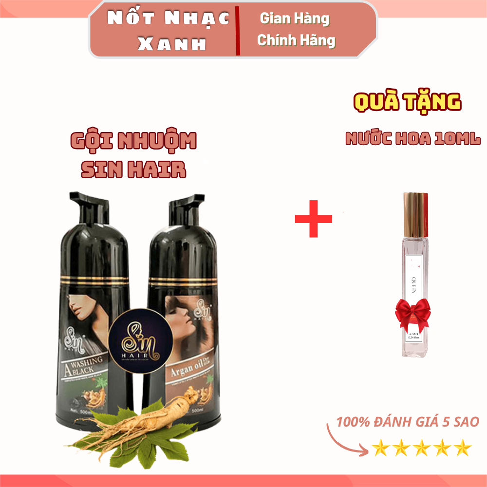 Dầu gội phủ bạc SIN HAIR chính hãng Nhật Bản, thành phần nhân sâm tự nhiên giúp đen tóc, nâu tóc từ lần gội đầu tiên + tặng nước hoa