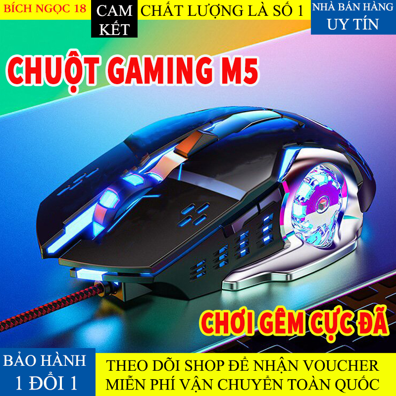 Chuột chơi game Bích Ngọc G5, Cơ khí phát sáng, Máy tính xách tay văn phòng, Chơi game,chuột gaming