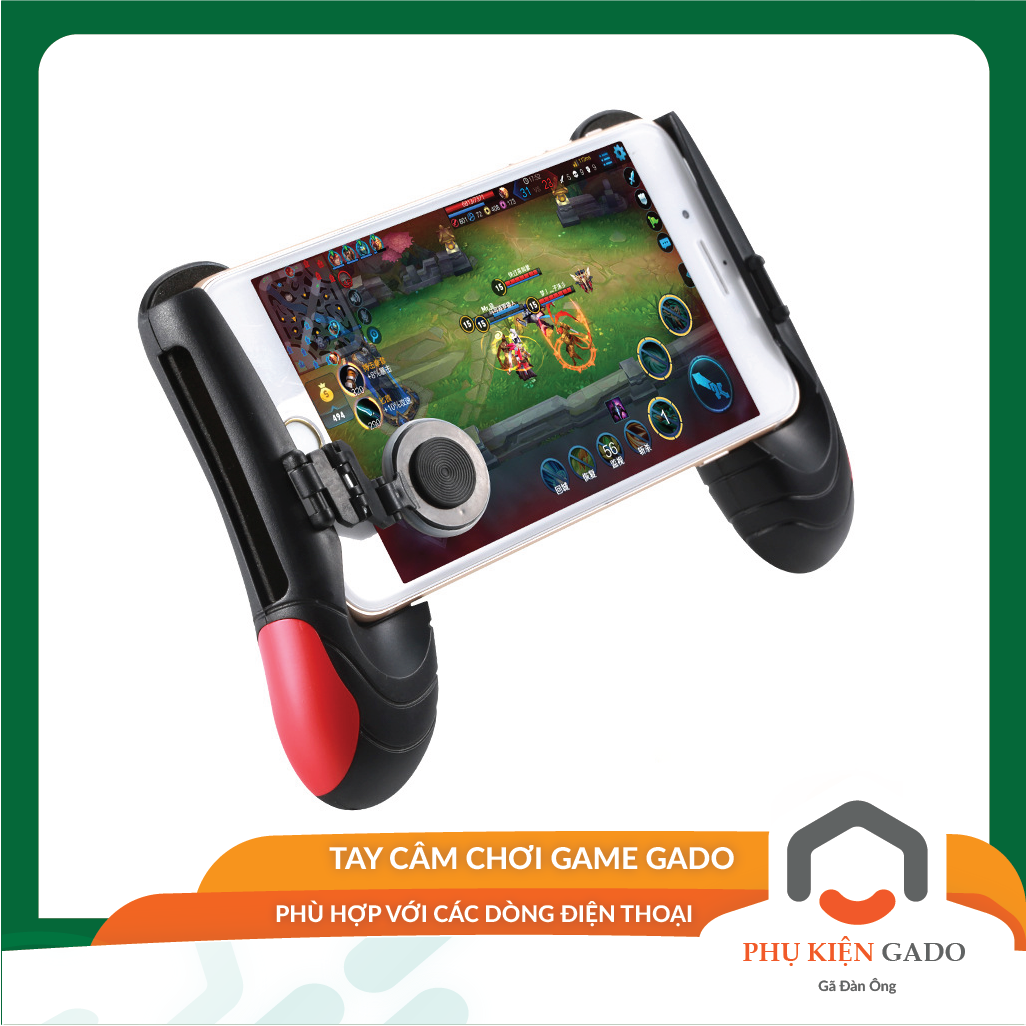 Tay cầm chơi game GADO tay cầm điện thoại có nút di chuyển và nút hỗ trợ 4 ngón bắn Free Fire Pubg Ros