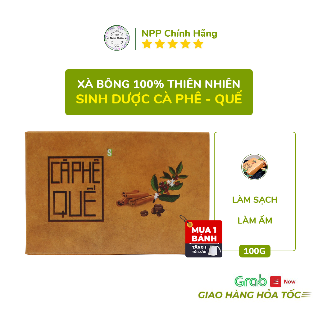 Xà bông sinh dược cafe quế giúp làm ấm cơ thể, tẩy da chết 100gr