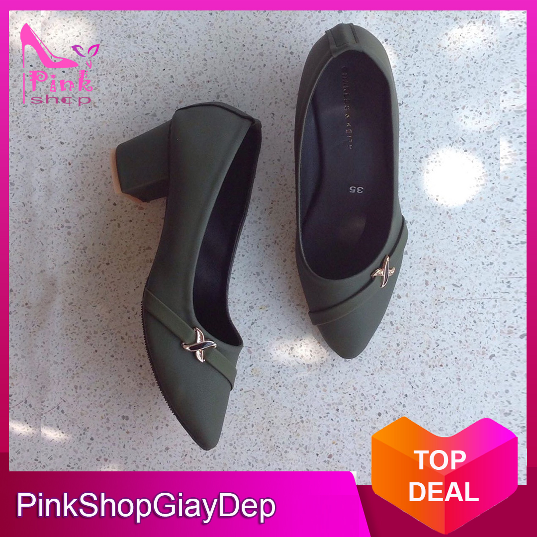 (Miễn ship) Giày nữ giày cao gót nữ đế vuông 5 phân GR PinkShopGiayDep