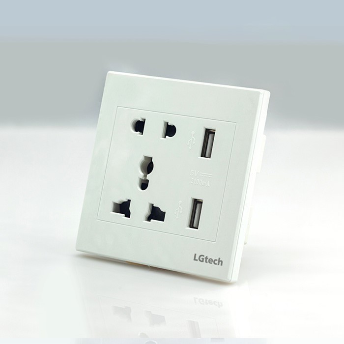 Ổ cắm điện âm tường usb kèm đế âm tường đơn cao cấp LGtech | LG-F21-023 - Hàng Chính Hãng