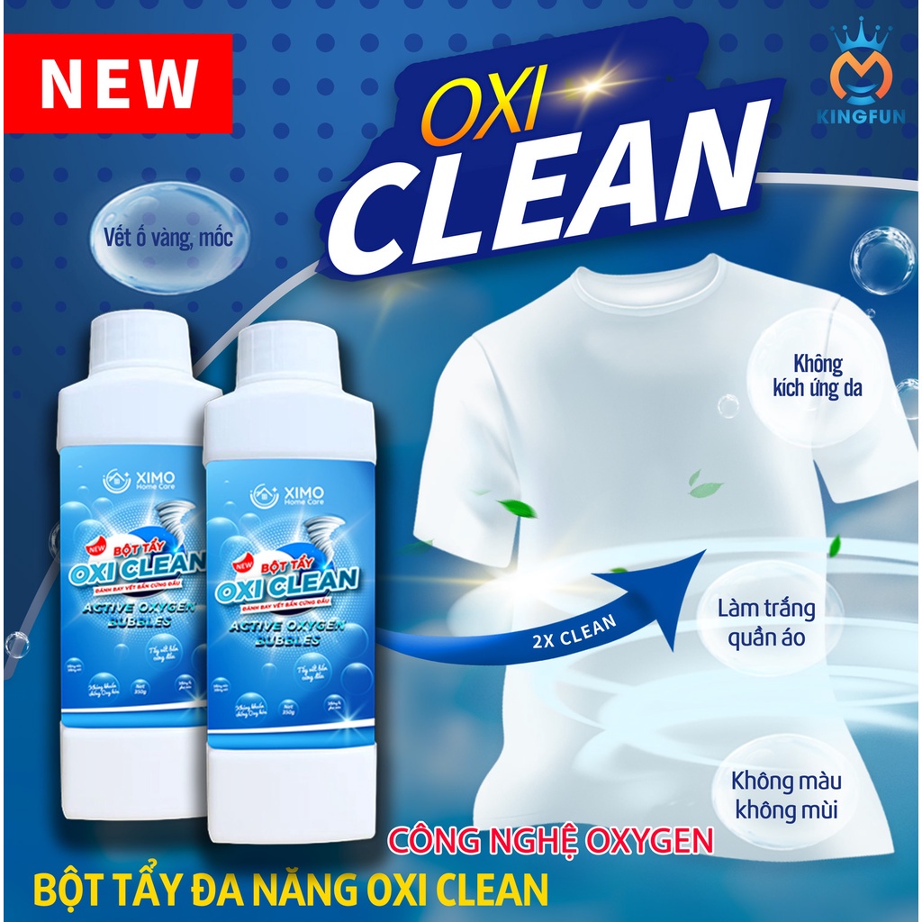 Bột tẩy đa năng Ximo Home 350g an toàn với công nghệ Oxy Clean tẩy trắng quần áo, đồ gia dụng, tẩy sạch vết dầu mỡ