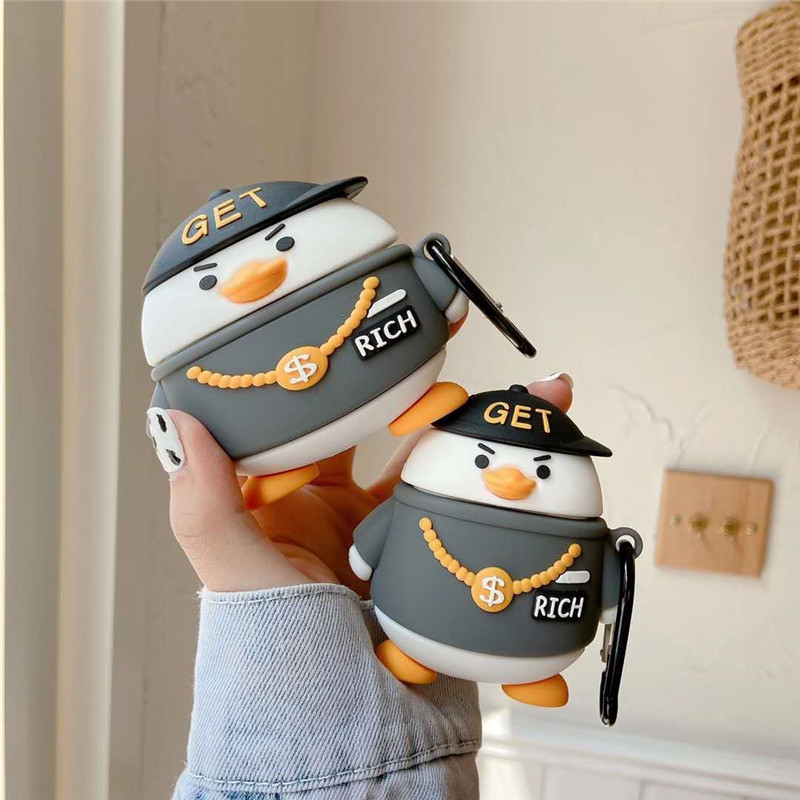 Case Airpod 2 3 Pro Vịt Tik Tok GET RICH Chất Liệu Silicon Cao Cấp Cực Xinh 1082CAVRK