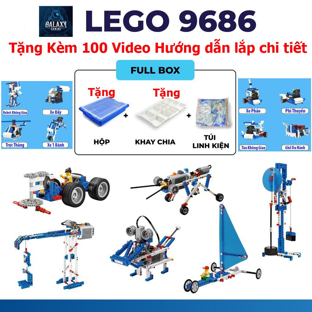 Lego 9686 Kỹ Sư Cơ Khí có động cơ 2 chiều - Tặng sách hướng dẫn màu + 100 Video hướng dẫn lắp đồ chơi thông minh