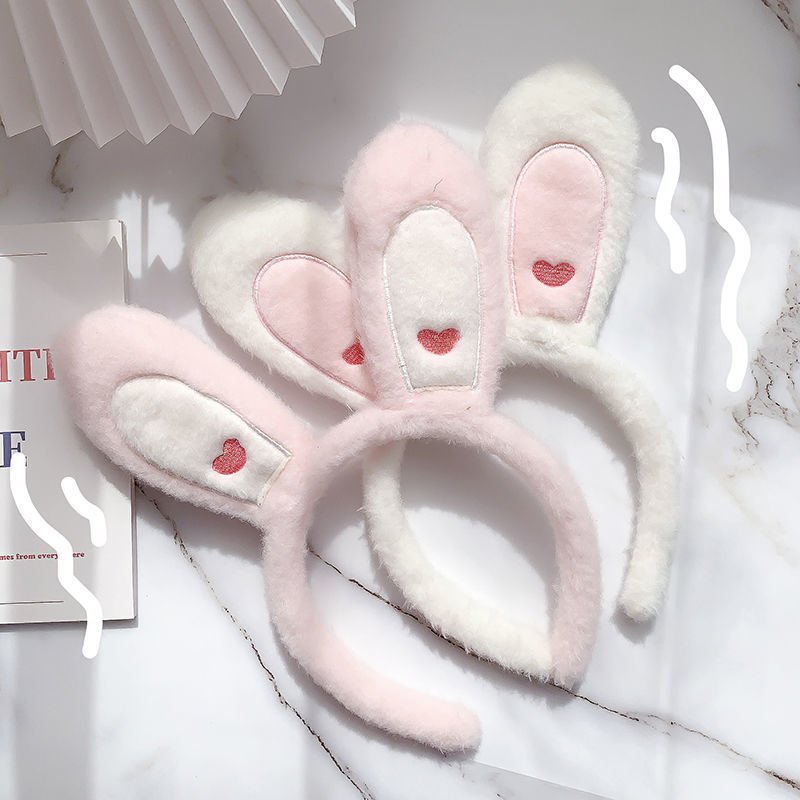 Bờm cài tóc tai thỏ AISY SHOP tai thỏ dài, lông mềm mịn, trái tim, xinh, cute, hàng cao cấp