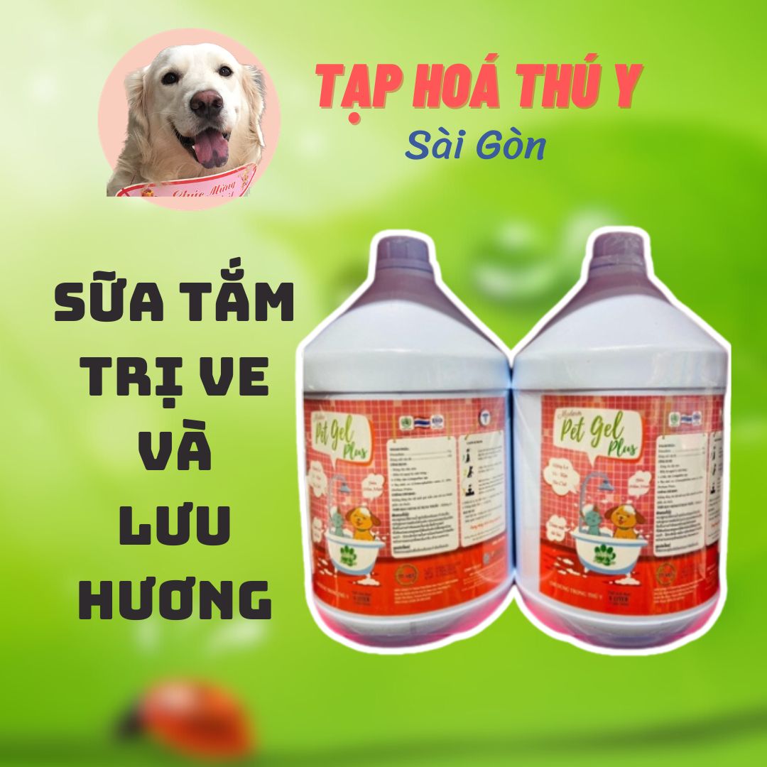 Sữa tắm pet gel plus 4 lít - giảm ve rận bọ chét cho chó mèo