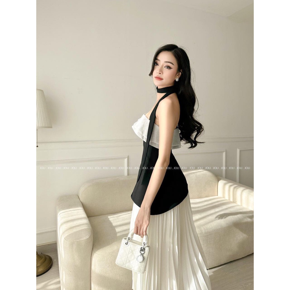Chân váy dáng xòe dài dập ly sang chảnh JOLI