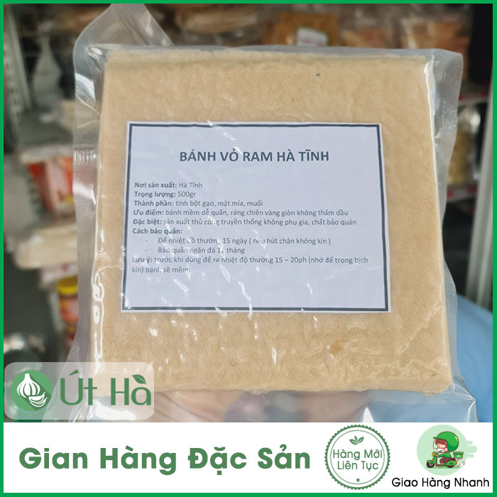 Bánh Vỏ Ram Hà Tĩnh Tệp 500gr Hút Chân Không Bánh Đa Nem Phơi Sương - Út Hà Đặc Sản