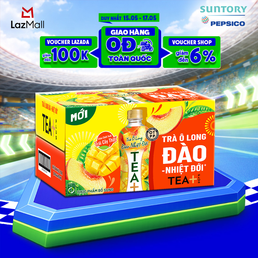 Thùng 24 Chai Trà Ô Long Tea+ Đào Trái Cây Nhiệt Đới (450ml/chai)