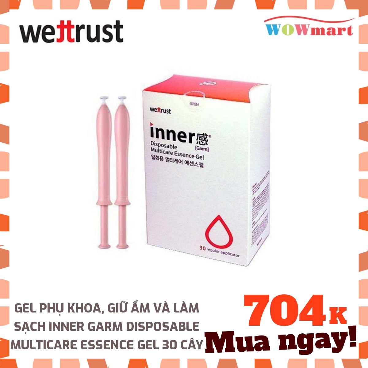 Gel phụ khoa giữ ẩm và làm sạch Inner Garm Disposable Multicare Essence Gel 30 cây -