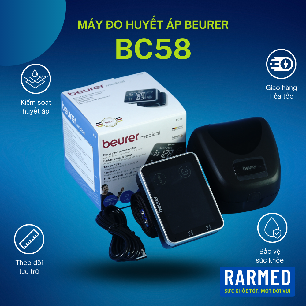 Máy đo huyết áp cổ tay tự động BEURER BC58 nhỏ gọn, thông minh, chính xác