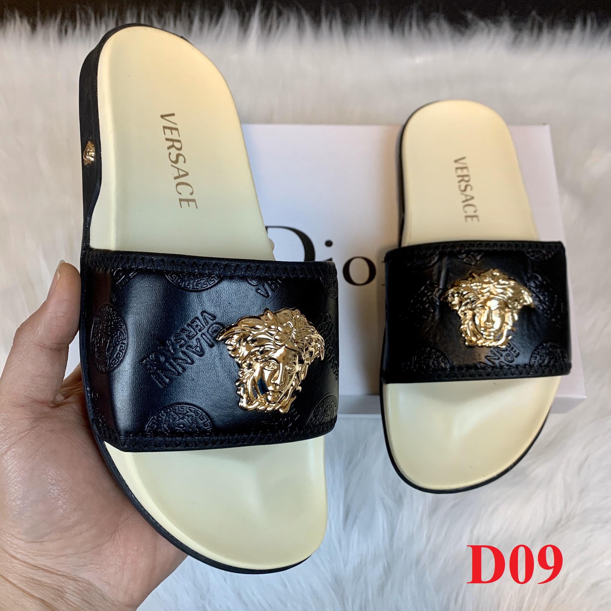 Dép nam - dép quai ngang versace cao cấp dg09 - dép đế cao su đúc dg09