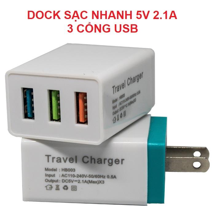 Dock sạc nhanh 2.1a 3 cổng usb cực chất - atdtech