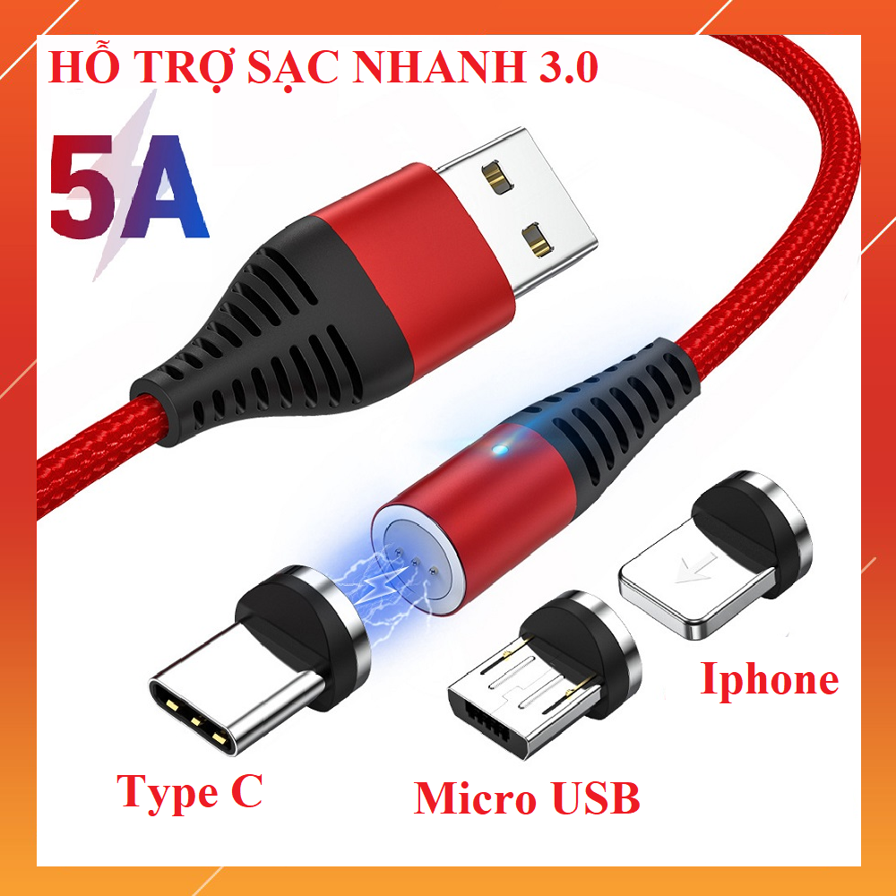 Hỗ trợ sạc nhanh 3.0 | Dây sạc nam châm sạc nhanh 3.0 đầu iphone | micro USB | Type C xoay 360 độ dây sạc nhanh. dây sạc hỗ trợ sạc nhanh 3.0 dây sạc nam châm hỗ trợ sạc nhanh cao cấp