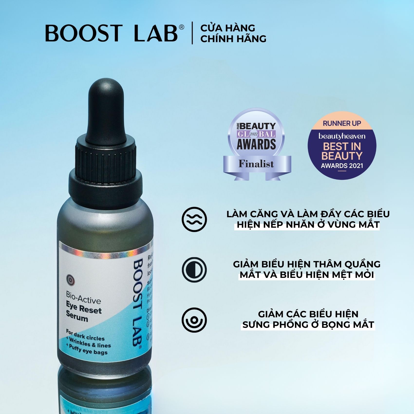 Tinh chất cải thiện quầng thâm mắt và giảm biểu hiện nếp nhăn | boost lab bio-active eye reset