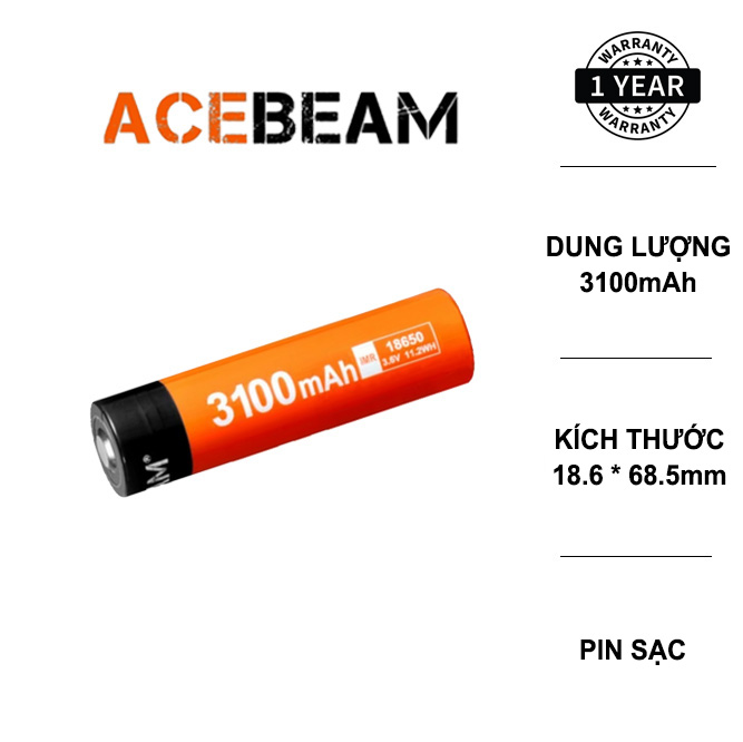 Pin sạc ACEBEAM ARC18650H-310 dung lượng 3100MAH dòng xả 20A