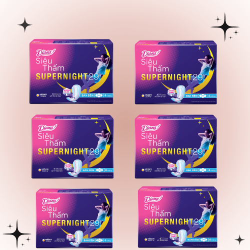 Combo 6 gói bvs diana ban đêm super night 29cm mẫu mới
