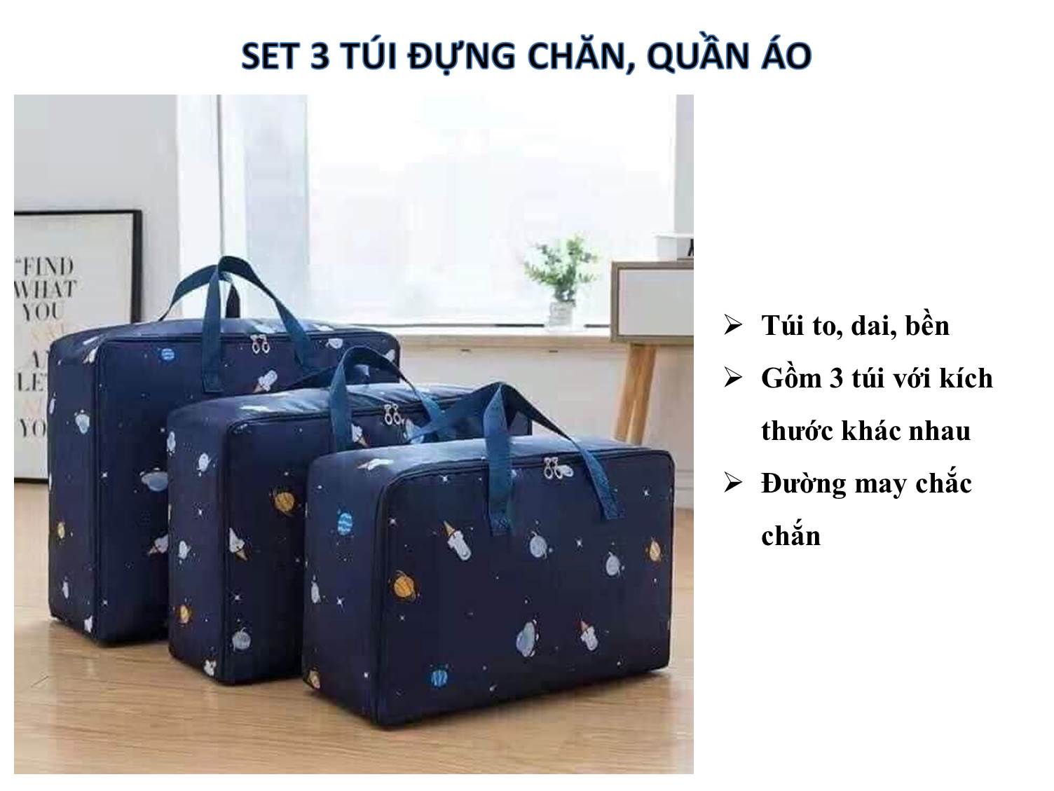 Set 3 túi đựng chăn, màn, quần áo