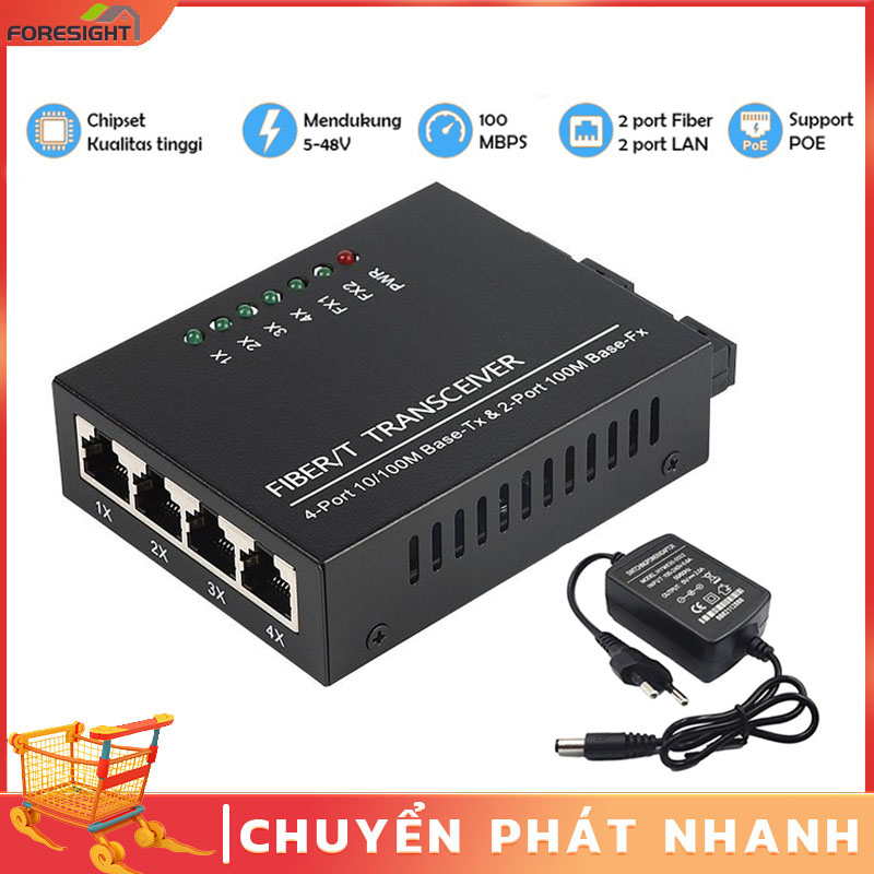 Bộ chuyển đổi 2 quang 4 LAN 1 sợi 100Mbps converter quang 2 quang 4 LAN thiết bị chuyển tiếp quang lặp quang ộ chuyển đổi quang điện