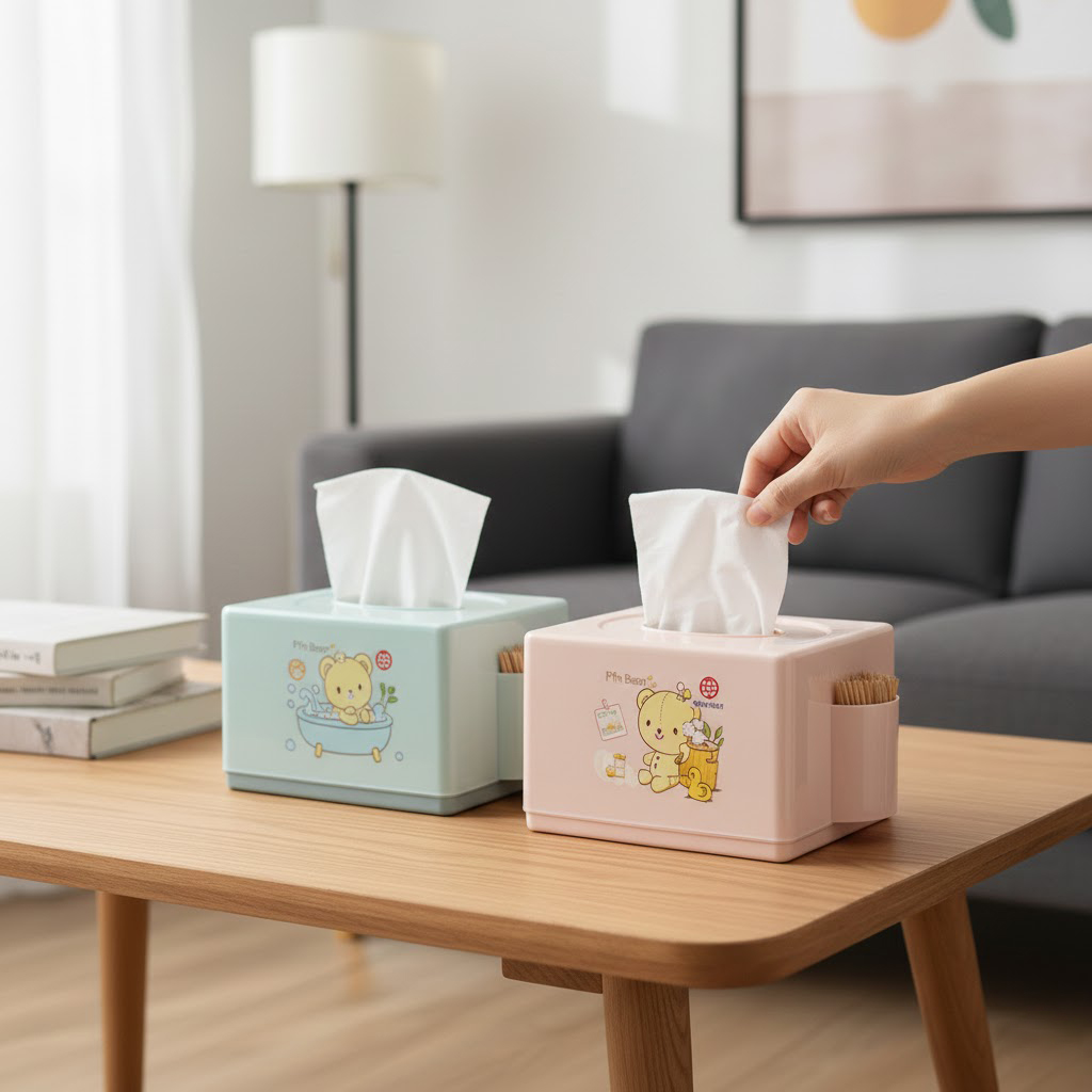 Hộp đựng giấy ăn lò xo có ống đựng tăm tiện lợi chất liệu PP cao cấp My Home DN528