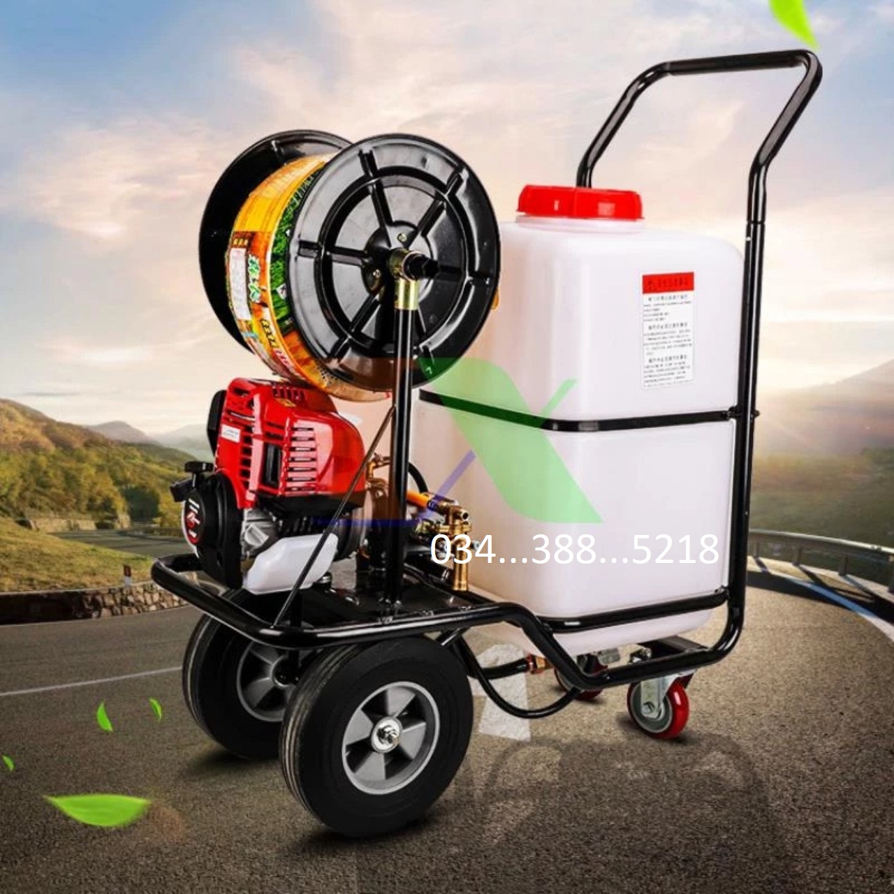 Máy phun thuốc trừ sâu KOMASU bình 60L bánh xe đẩy tặng 30m dây - máy đánh bóng 380mm