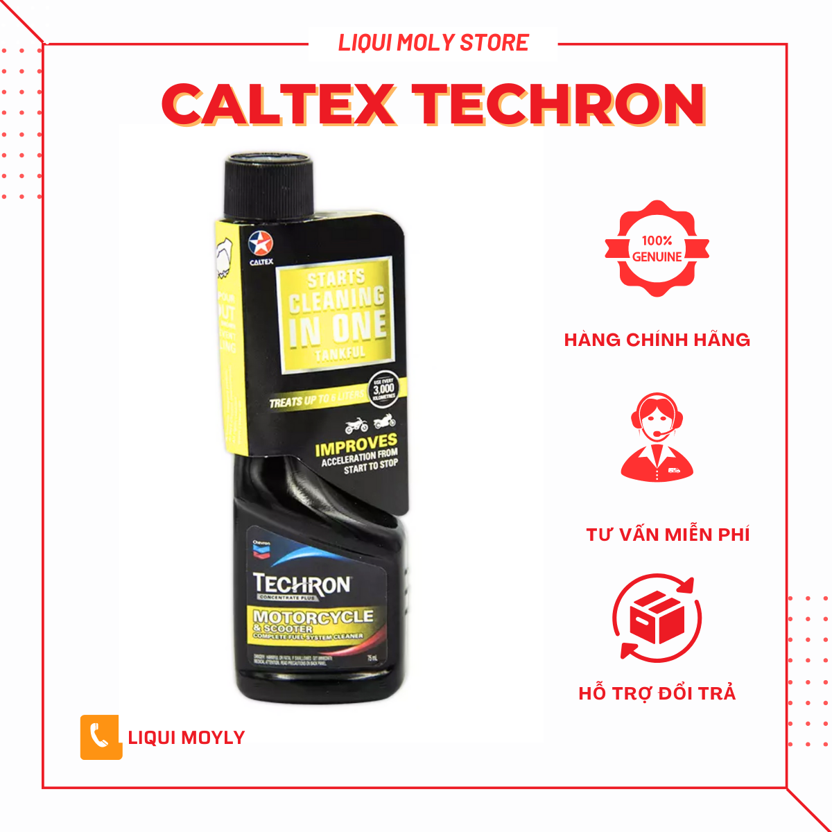 Dung dịch phụ gia tẩy cặn cacbon, làm sạch động cơ techron caltex