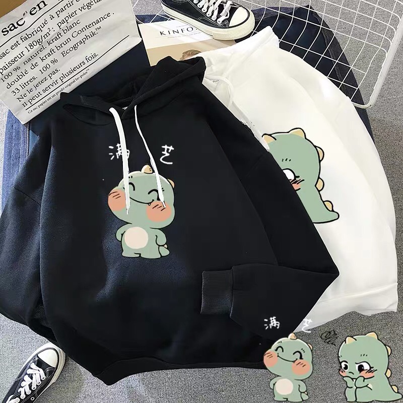 Áo hoodie đôi, set áo hoodie in hình khủng long cute