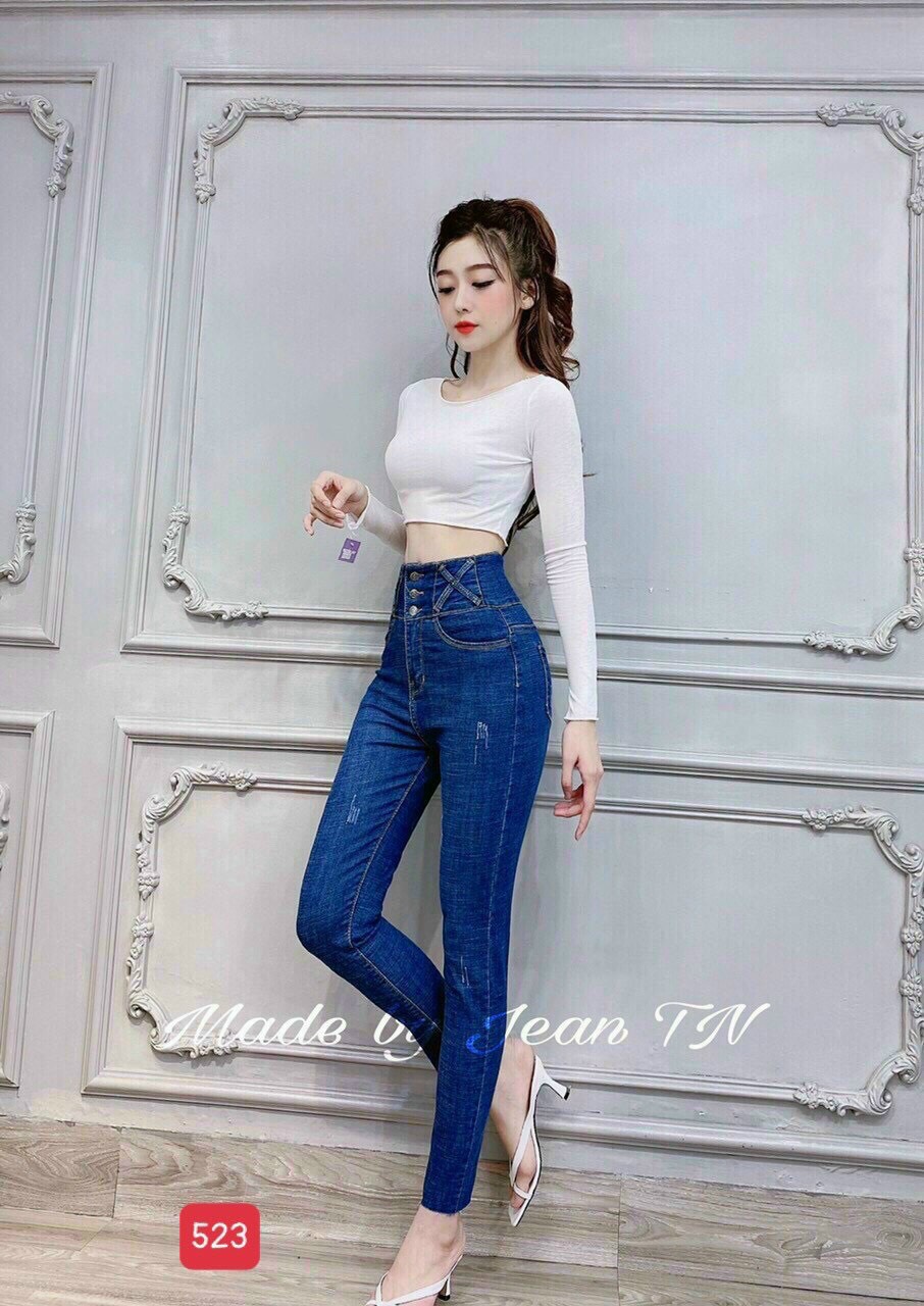 Quần jean nữ lưng cao dài thời trang cao cấp vinsshop jnu523