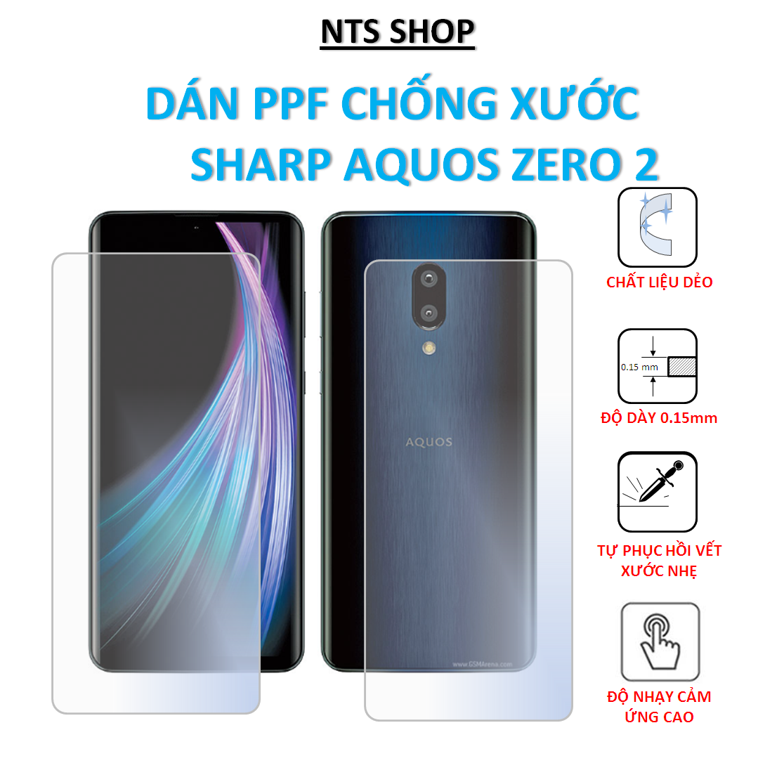 Dán PPF chống xước màn hình, mặt sau Sharp Aquos Zero 2