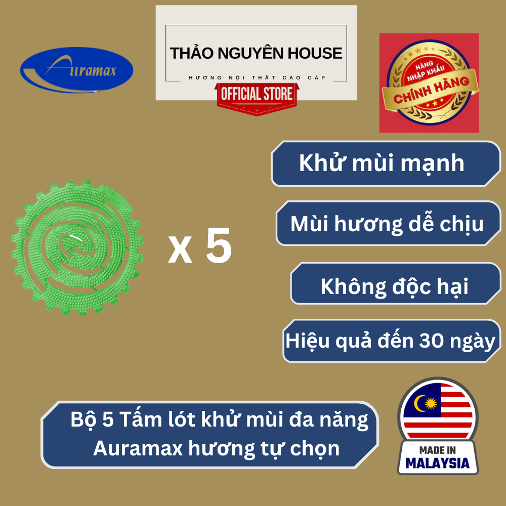 Bộ 5 Tấm lót khử mùi đa năng Auramax