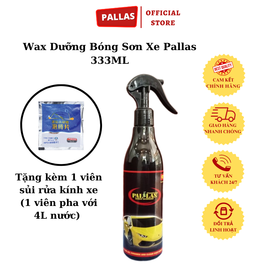 Wax dưỡng bóng sơn xe pallas - 333ml - pallas shop chính hãng