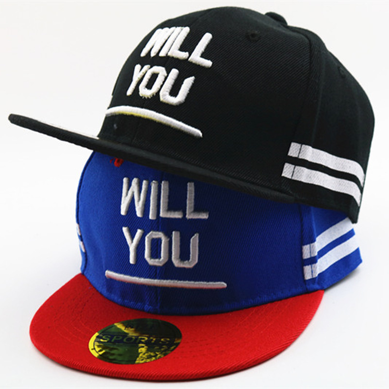 Mũ lưỡi trai cho bé trai kiểu dáng hip hop thêu will you, mũ bóng chày trẻ em 3- 8 tuổi